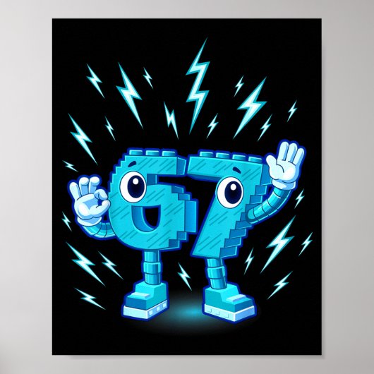 Six seven brainrot 6-7 design  poster (Voorkant)