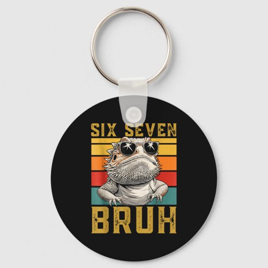 Six Seven Bruh 67 6 7 Meme Funny Sungles Bearded D Sleutelhanger (Voorkant)