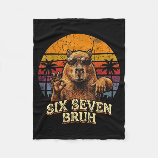 Six Seven Bruh 67 Capybara 6 7 Funny Meme Animal 6 Fleece Deken (Voorkant)