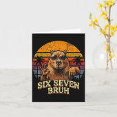 Six Seven Bruh 67 Capybara 6 7 Funny Meme Animal 6 Kaart (Gele Bloem)