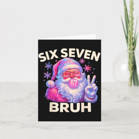 Six Seven Bruh 67 Funny Nk Santa Christmas 6 7 Mem Kaart (Voorkant)