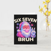 Six Seven Bruh 67 Funny Nk Santa Christmas 6 7 Mem Kaart (Gele Bloem)