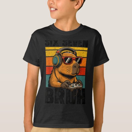 Six Seven Bruh 67 Meme Capybara Funny Video Games  T-shirt (Voorkant)