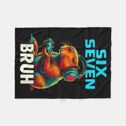 Six Seven Bruh 67 Meme Funny Capybara  Fleece Deken (Voorkant (Horizontaal))