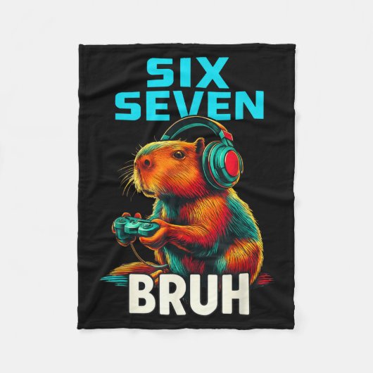 Six Seven Bruh 67 Meme Funny Capybara  Fleece Deken (Voorkant)