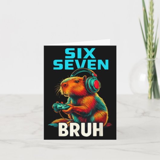 Six Seven Bruh 67 Meme Funny Capybara  Kaart (Voorkant)