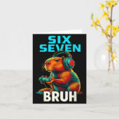 Six Seven Bruh 67 Meme Funny Capybara  Kaart (Gele Bloem)