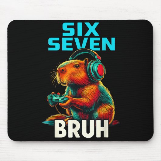 Six Seven Bruh 67 Meme Funny Capybara Muismat (Voorkant)