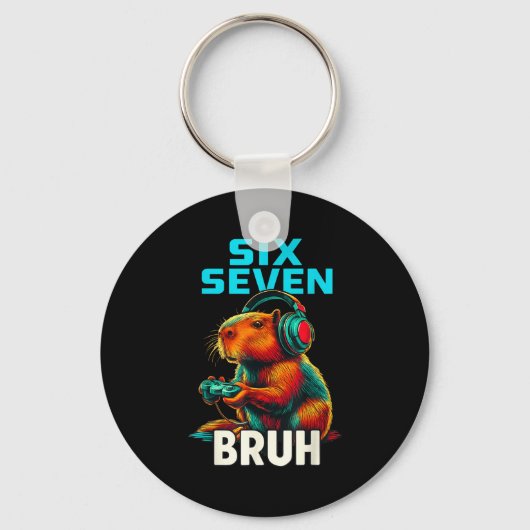 Six Seven Bruh 67 Meme Funny Capybara  Sleutelhanger (Voorkant)