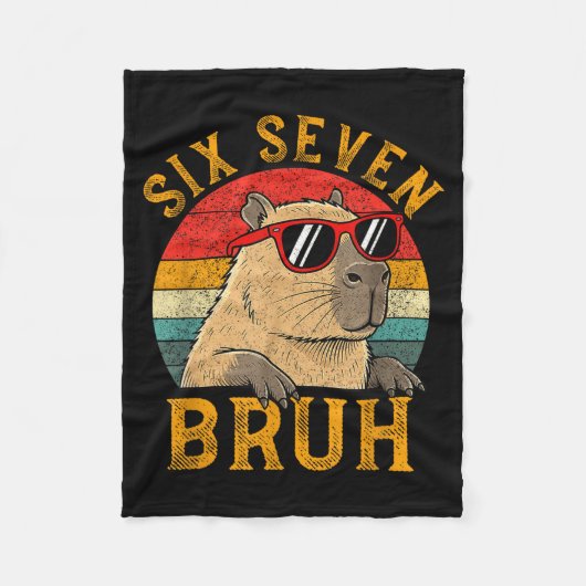 Six Seven Bruh 67 Meme Funny Capybara Viral Six Se Fleece Deken (Voorkant)