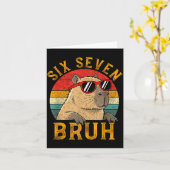 Six Seven Bruh 67 Meme Funny Capybara Viral Six Se Kaart (Gele Bloem)