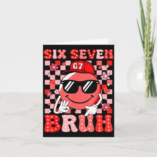 Six Seven Bruh 67 Meme Smile Face Valentines Boys  Kaart (Voorkant)