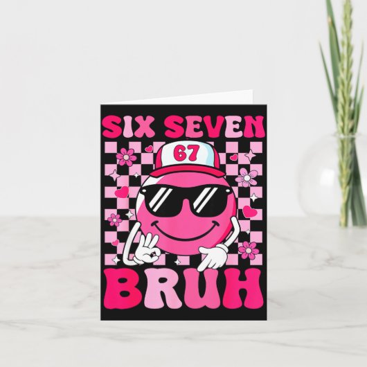 Six Seven Bruh 67 Meme Smile Face Valentines Boys  Kaart (Voorkant)