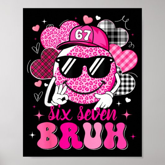 Six Seven Bruh 67 Meme Smile Face Valentines Boys  Poster (Voorkant)