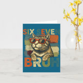 Six Seven Bruh 6 7 Meme Cat Lover 6-7 Funny Cat 67 Kaart (Gele Bloem)