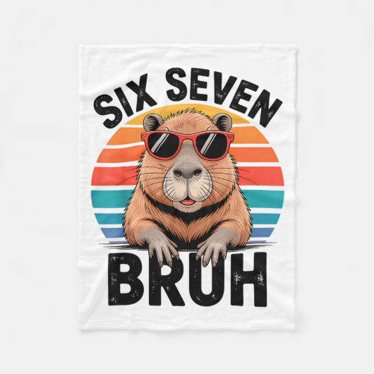 Six Seven Bruh 6 7 Meme Funny Capybara 6 7  Fleece Deken (Voorkant)