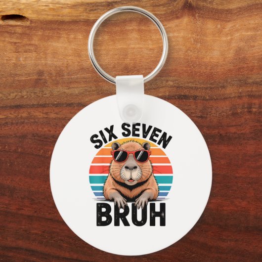 Six Seven Bruh 6 7 Meme Funny Capybara 6 7  Sleutelhanger (Voorkant)