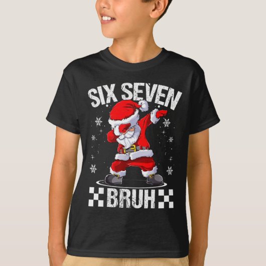 Six Seven Bruh 6-7 Meme Kerst Matching Pjs Kerstmi T-shirt (Voorkant)