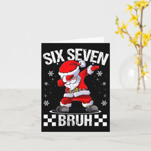 Six Seven Bruh 6-7 Meme Xmas Matching Pjs Christma Kaart (Gele Bloem)