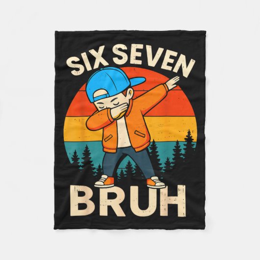 Six Seven Bruh 6 7 Number 67 Meme Dab Dabbing Boys Fleece Deken (Voorkant)