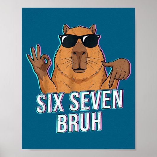 Six Seven Bruh Capybara 67 Boys Teens Kids Animals Poster (Voorkant)
