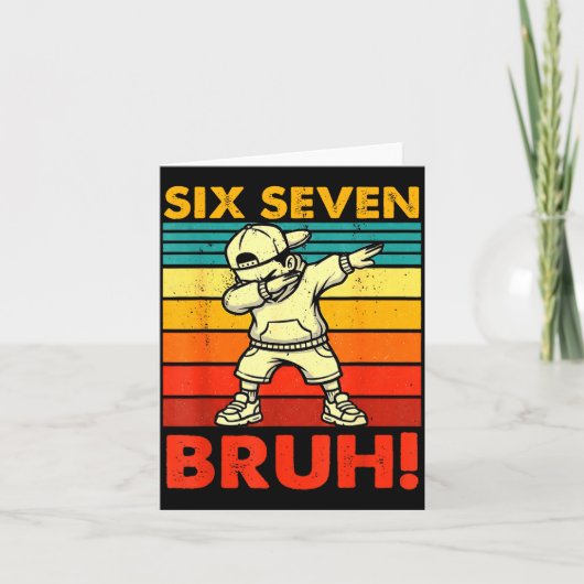 Six Seven Bruh Dabbing Boy Funny 67 Meme Gen Alpha Kaart (Voorkant)