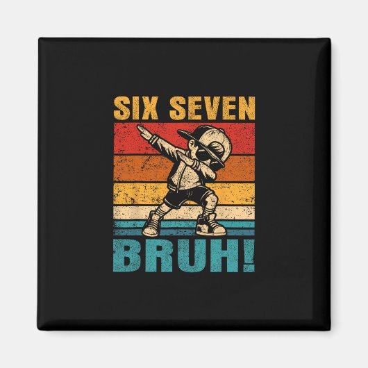 Six Seven Bruh Dabbing Boy Funny 67 Meme Gen Alpha Magneet (Voorkant)