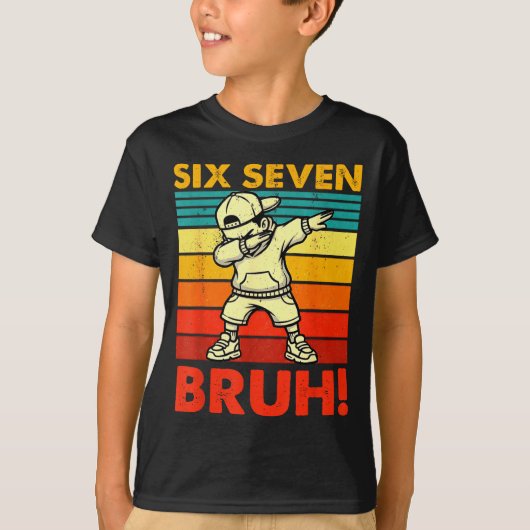 Six Seven Bruh Dabbing Boy Funny 67 Meme Gen Alpha T-shirt (Voorkant)