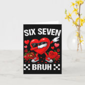 Six Seven Bruh Dabbing Heart Valentine Funny For G Kaart (Gele Bloem)