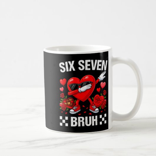 Six Seven Bruh Dabbing Heart Valentine Funny For G Koffiemok (Rechts)