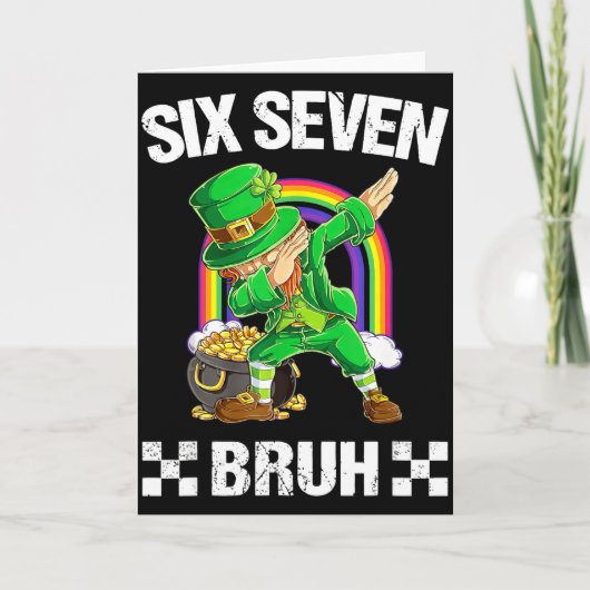 Six Seven Bruh Dabbing Kabouter St. Patrick's Dag Kaart (Voorkant)