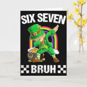 Six Seven Bruh Dabbing Kabouter St. Patrick's Dag Kaart (Gele Bloem)