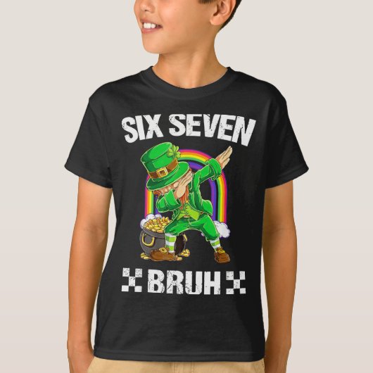 Six Seven Bruh Dabbing Leprechaun St Patricks Day  T-shirt (Voorkant)