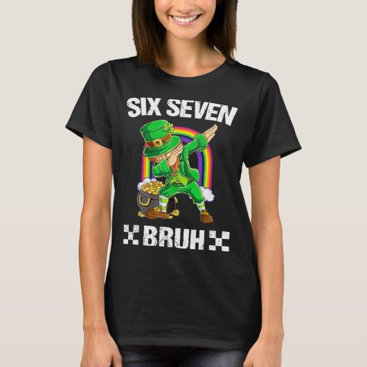 Six Seven Bruh Dabbing Leprechaun St Patricks Day T-shirt (Voorkant)