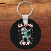 Six Seven Bruh Dabbing Raccoon Funny Christmas 6 7 Sleutelhanger (Voorkant)