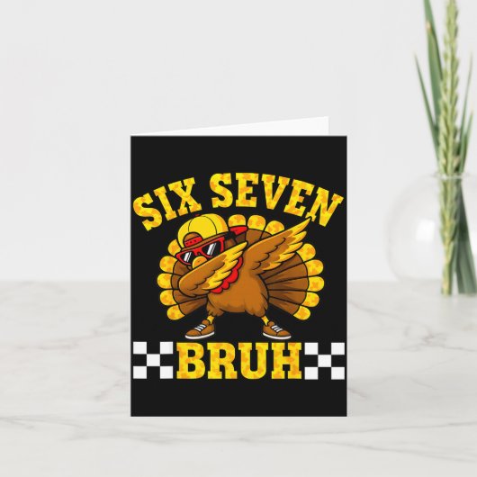 Six Seven Bruh Dabbing Turkey Thanksgiving 67 Meme Kaart (Voorkant)