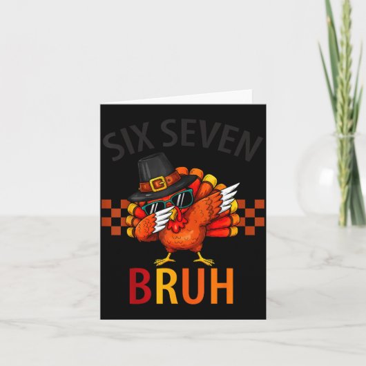 Six Seven Bruh Dabbing Turkey Thanksgiving 67 Meme Kaart (Voorkant)