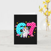 Six Seven Bruh Dabbing Unicorn 6 7 Meme 7th Birthd Kaart (Gele Bloem)