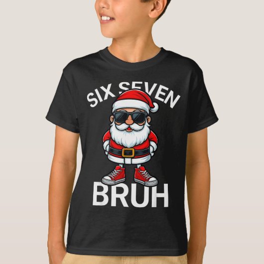 Six Seven Bruh Funny 67 Meme Christmas Santa T-shirt (Voorkant)