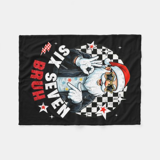 Six Seven Bruh Funny Checkered Cool Santa Claus Ro Fleece Deken (Voorkant (Horizontaal))