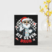 Six Seven Bruh Funny Checkered Cool Santa Claus Ro Kaart (Gele Bloem)