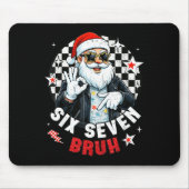 Six Seven Bruh Funny Checkered Cool Santa Claus Ro Muismat (Voorkant)