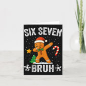 Six Seven Bruh Gingerbread Dabbing Funny Christmas Kaart (Voorkant)