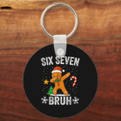 Six Seven Bruh Gingerbread Dabbing Funny Christmas Sleutelhanger (Voorkant)