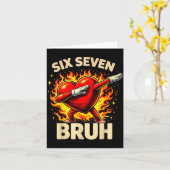 Six Seven Bruh Heart Dabbing Retro Love Meme Valen Kaart (Gele Bloem)