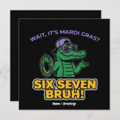Six Seven Bruh Mardi Gras Cool Gator Festival Kaart (Voorkant / Achterkant)