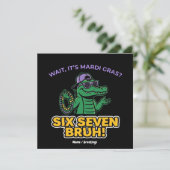 Six Seven Bruh Mardi Gras Cool Gator Festival Kaart (Staand voorkant)