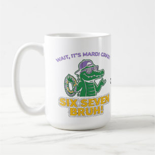 Six Seven Bruh Mardi Gras Cool Gator Festival Koffiemok