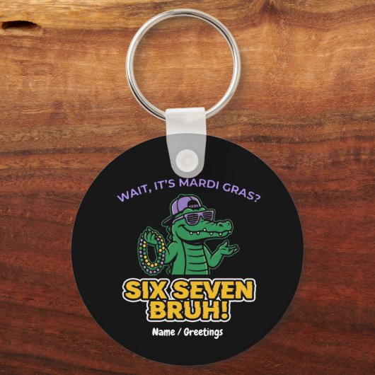 Six Seven Bruh Mardi Gras Cool Gator Festival Sleutelhanger (Voorkant)