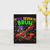 Six Seven Bruh Mardi Gras Dabbing Crawfish Men Wom Kaart (Gele Bloem)